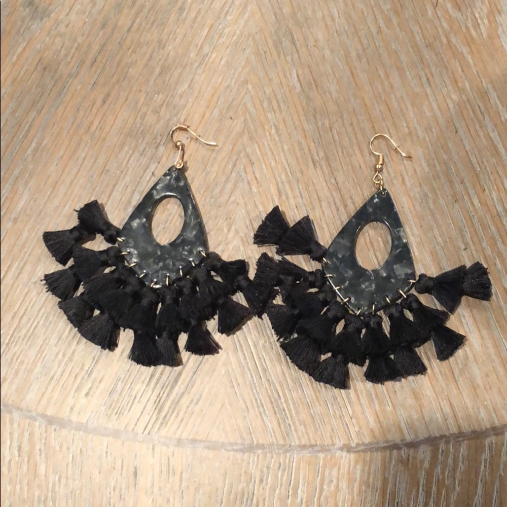 Black tassle earrings